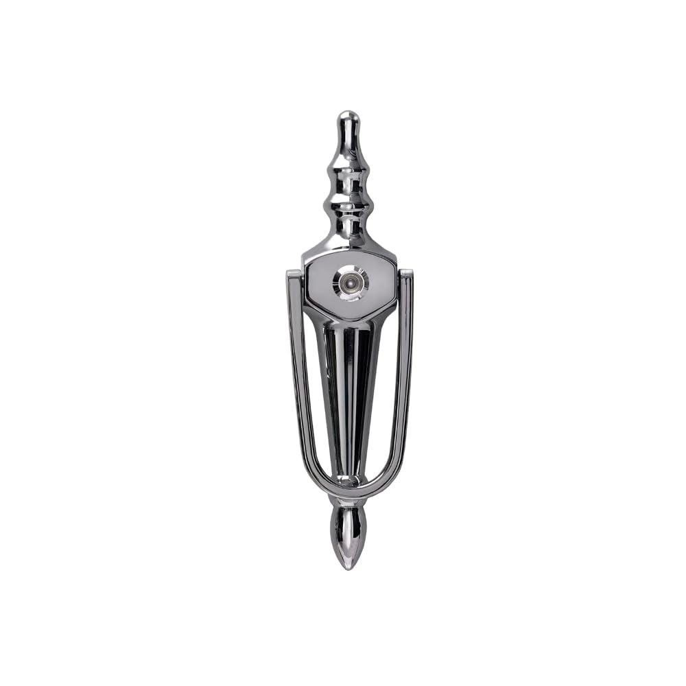 Ironmongery Solutions® Slim Nu Victorian Urn Large Door Knocker with Spyhole (Face Fix) – Hardware Fittings Included (Hardex Chrome)