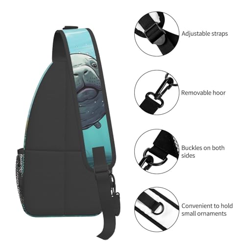 Mochila tipo sling negra con diseño de personajes miniatura 4