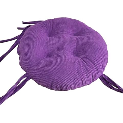 Kwnces Round Stool Seat Cushion, Chair Cushions for Dining Chairs Chair Cushion Non Slip Chair Pads with Ties Super Soft Cushion Pad,Diameter:25cm(10inch)-Purple Cover