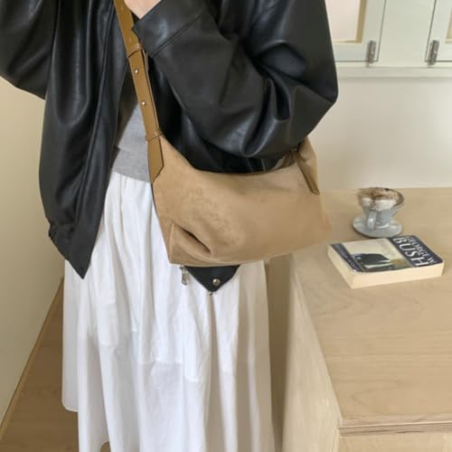 Slouchy Suede Hobo Bags Women Cute Underarm Shoulder Bag Crescent Crossbody Purses Satchels Travel Tote Handbag 20253