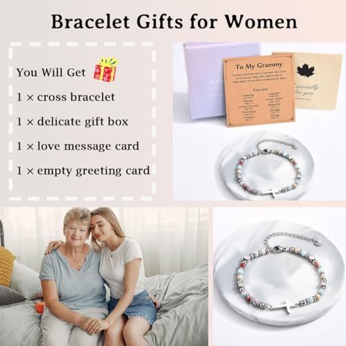 Image of Christian Gifts for Women Girls, Religious Cross Bracelet, Birthday Christmas Easter Baptism Confirmation First Communion Valentines Day Graduation Gifts for Her