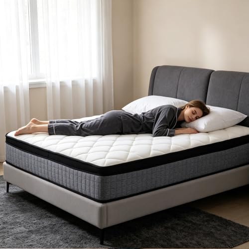 12-Inch Twin Mattress Memory Foam and Spring Hybrid Mattress Medium Firmness Lumbar Support Suitable for Home Bedrooms and Hotels Boxed with Pressure Relief and Sound Insulation Features