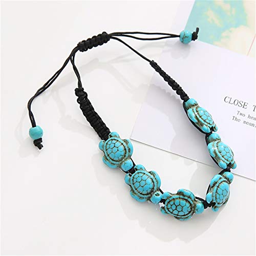 EJY01 EJY Adjustable Boho Beach Sea Turtle Anklet Bracelet Beaded Woven Ankle Bracelet Chain Accessories Jewelry for Women and Girls,17cm - Image 5