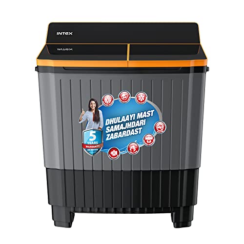 Image of Intex Top Loading Washing Machine 8 KG Semi Automatic ( Tricolor, 8.0 kg, Full Glass Lid, SA80BLFG)