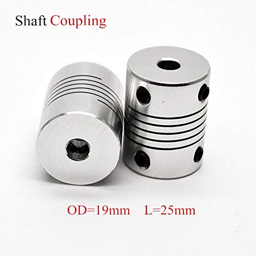 TEYWET Coupler Aluminium for CNC Motor Jaw Shaft Coupler 5mm to 8mm Flexible Coupling OD 19x25mm Metal (Inner Diameter : 6x10)