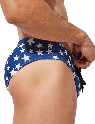 Men's American Flag Patriotic Swimwear Fourth of July Stars & Stripes Swim Briefs3