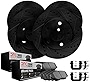 Dynamic Friction Company Front Rear Brake Rotors-Drilled and Slotted-Black with 3000 Series Ceramic Brake Pads includes Hardware 8314-42019