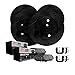 Dynamic Friction Company Front Rear Brake Rotors-Drilled and Slotted-Black with 3000 Series Ceramic Brake Pads includes Hardware 8314-03059