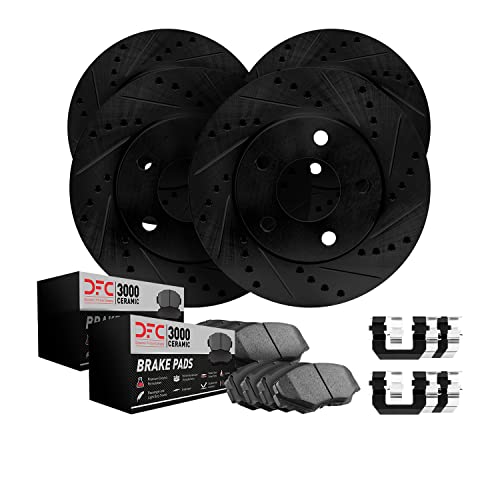 Image of DFC Front and Rear Brake Kit Fits 2003-2005 INFINITI G35 | Nissan 350Z| Drilled Slotted Brake Rotors| 3000 Ceramic Brake Pads and Rotors Kit| Hardware