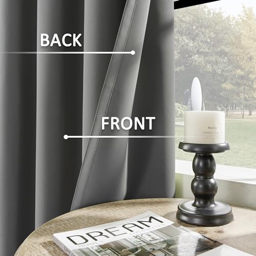 Image of HUTO Blackout Bedroom Window Curtains Drapes - Antique Copper Thermal Insulated Privacy Protect Curtains Drpaeries for Living Room, 2 Panels, 42 x 63 Inch, Grey