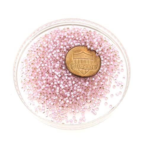 Miyuki Delica Beads, Silver Lined Light Pink Alabaster (Opal) Dyed #TOP2