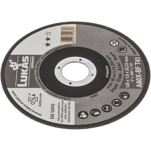LUKAS ERZETT 50 discos de corte T41 para acero 115 x 1 mm, recto, para amoladora angular, A60X-BF, 13 x 14 x 9 cm