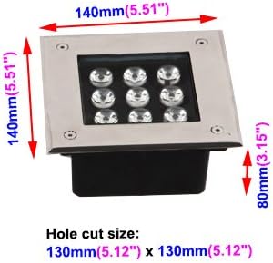 9W LED Outdoor Buried Spot Light Square Fixture Underground Lamp Warm White