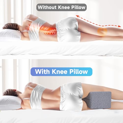 Image of CloudBliss Knee Pillow for Side Sleepers - Cooling Leg Pillow for Side Sleeping, Memory Foam Knee Pillow for Hip Pain, Lower Back Pain, Sciatica Pain, Knee Wedge Pillow with Contour Design,Grey