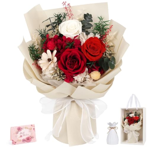 Flowers for Delivery Prime Preserved Flowers Bouquet with Vase That Last 3-5 Years Real Forever...