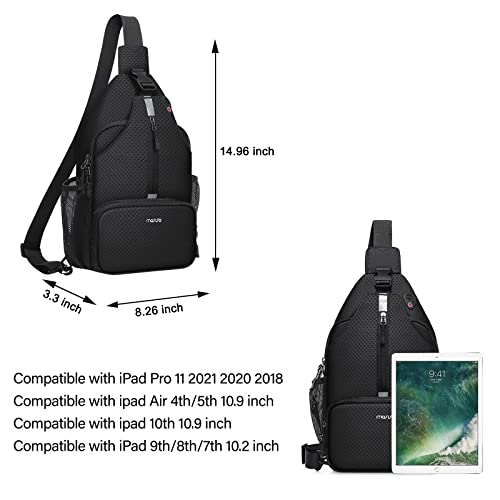 MOSISO Sling Backpack Hiking Daypack for Women Men, Lightweight Crossbody Sling Bag with Front Raised Pocket One Shoulder Chest Bag, Black4