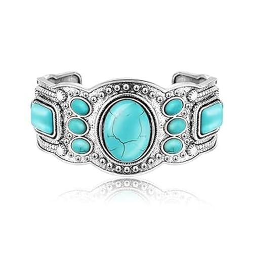 YANCHUN Pulsera turquesa para mujer, joyería occidental, joyería vaquera, accesorios únicos de turquesa para mujer, trajes de vaquera, Metal, No es una piedra preciosa