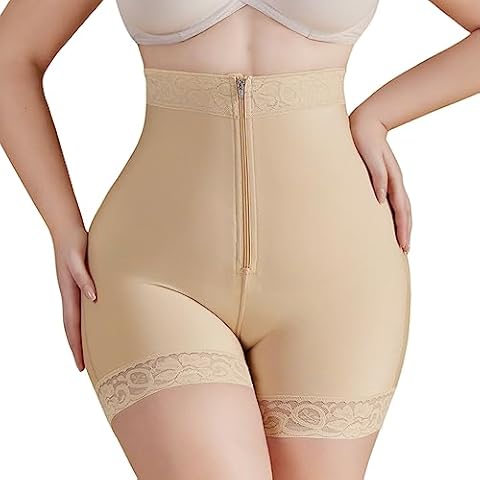 PAUKEE Shapewear For Women Tummy Control Fajas Colombians Girdle Butt Lifter Shorts Body Shaper Beige Cover