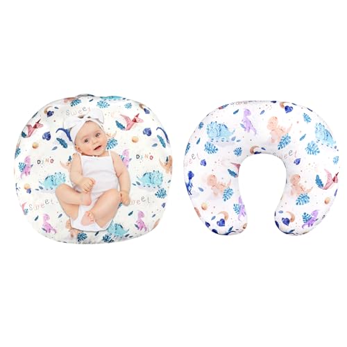 Image of Newborn Lounger Cover, Nursing Pillow Cover, Stretchy Removable Case for Breastfeeding Pillows, Dinosaur