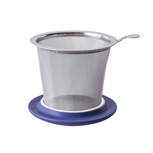 Image of Yundu 12 OZ Matte Deep Purple Ceramics Teacup with Infuser and Lid, Mug with Lid for Steeping - Stainless Steel Infuser for Loose Leaf Tea, Home Office Gift for Tea Lovers
