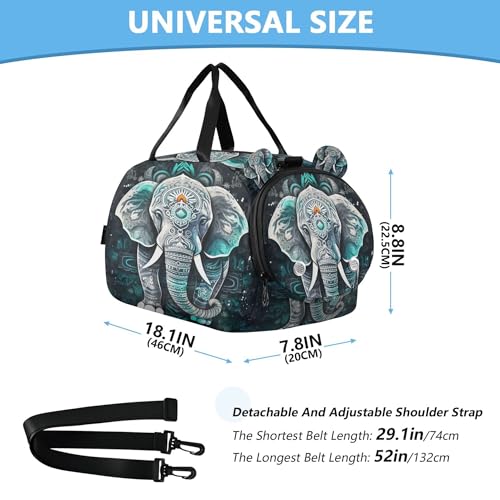 Elephant Youth Sports & Travel Duffle Bag with Shoe Compartment,Waterproof Gym Bag for Girls and Boys (Overnight Essentials Organizer)3