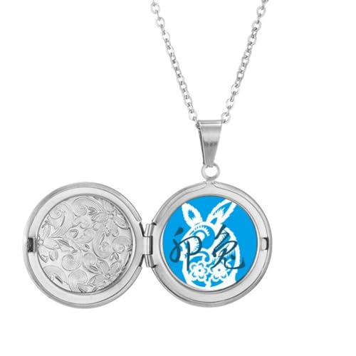 ウサギの動物の中国の十二宮の新年 フォトネックレスはペンダントアクセサリーを開くことができます