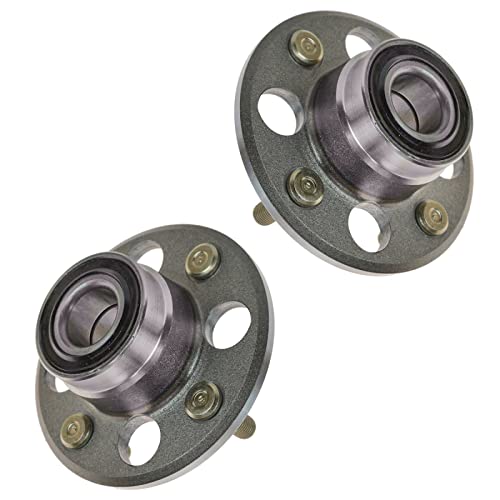 Image of TRQ Rear Wheel Bearing and Hub Assembly Set 2 Piece Compatible with 99-00 Honda Civic Without ABS 96-98 Civic Without ABS 93-97 del Sol S 93-95 Rear Drum Brakes 88-91 88-91 CRX