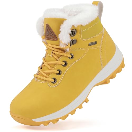 Mishansha Botas de Invierno Niño Niña CáLido Cómodas Botas de Nieve Amarillo Gr.32