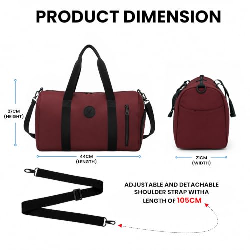 Image of Storite Travel Duffel Bag for Women & Men, Water-Resistant Nylon Weekender Bag with Adjustable Shoulder Strap, Lightweight Overnight Luggage Bag for Travel, Sports & Daily Use (Red Front Zip)