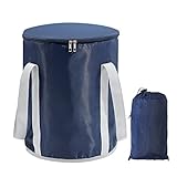 [蓋付き] MRG 足湯 バケツ 25L 折りたたみ 深め 深型 保温 大きめ ふくらはぎ フットバス 足湯バケツ 折り畳み 保温発砲スチロール 持ち運び コンパクト 収納 防水 軽量 足湯用バケツ 自宅 大容量 おしゃれ (ネイビー)