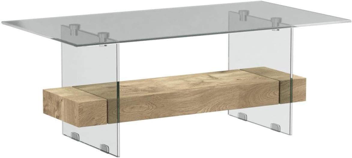 Safavieh Home Kayley Natural and Glass Coffee Table