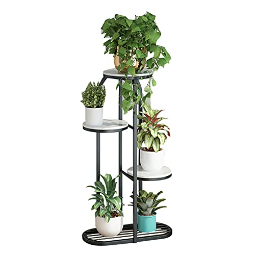 YILANJUN Urban Deco Pflanzenständer - 5/6 Topf Metall Schmiedeeisen Indoor Outdoor Blumentopfständer - Blumenregal Eckpflanzenhalter für Wohnzimmer Balkon Garten Terrass - Gold/Schwarz Cover