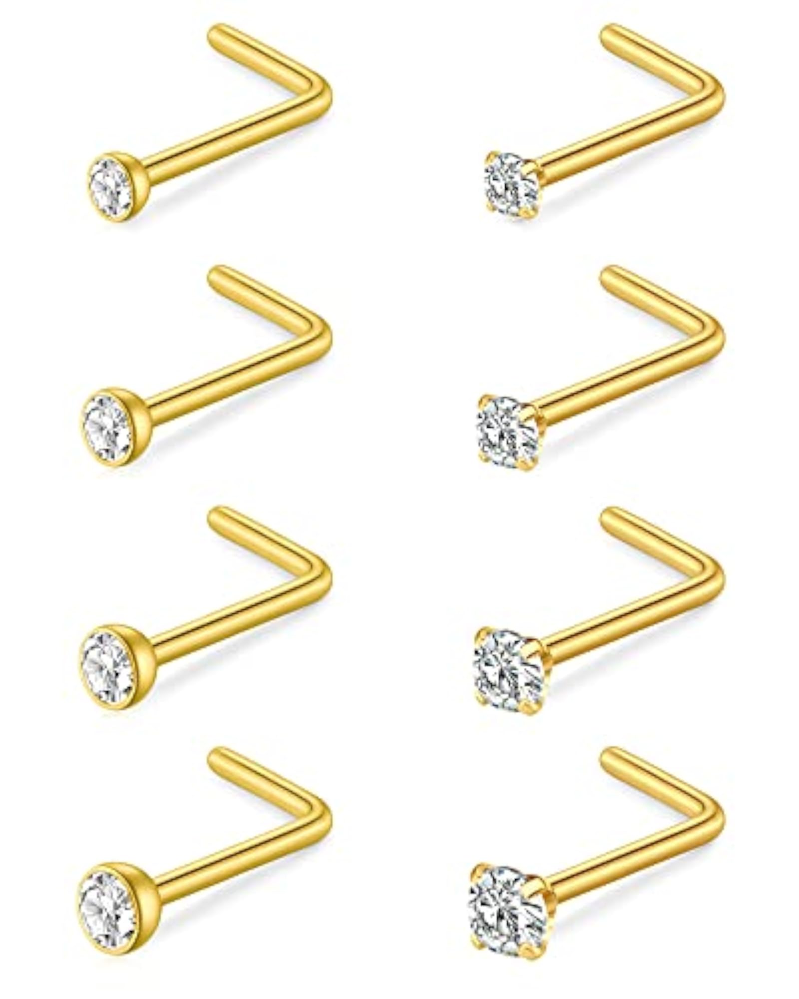 Surgical Stainless Steel Nose Studs with Diamond Design