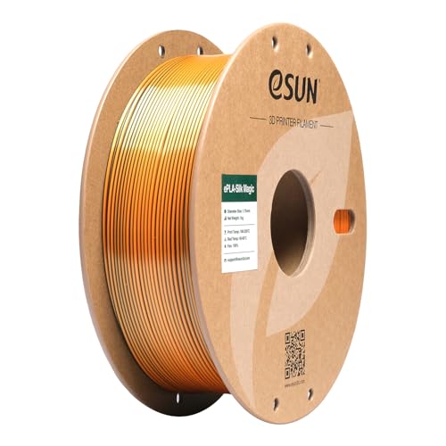Image of eSUN Silk Magic PLA Filament 1.75mm, Shiny Silk Dual Color Co Extrusion 3D Printer Filament, 1KG (2.2 LBS) Spool 3D Printing Color Change Filament for 3D Printers, Black Gold