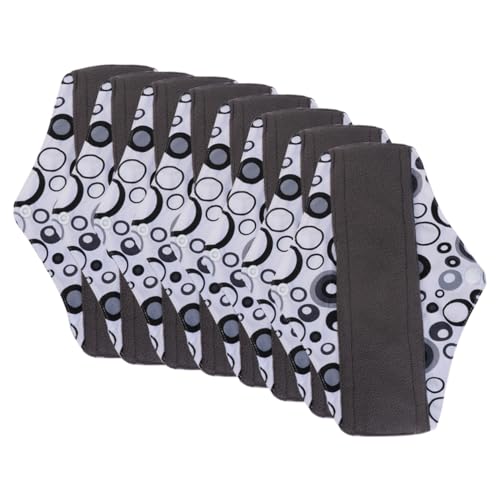 Didiseaon 8 Piezas Servilleta Sanitaria Toalla Higiénica Lavable Compresas Menstruales Reutilizables Toalla Higiénica De Carbón De Bambú Almohadilla De Carbón De Bambú