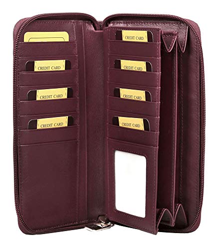 Women's RFID Blocking Leather Continental Zip-around Wallet2