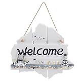 Healifty Kreatives Willkommensschild aus Sicherem Material Weiß Mediterrane Türdekoration für Wohnraum und Geschäft Hängendes Türschild für Innen und Außen Zufällige Farbe Zufällige Farbe