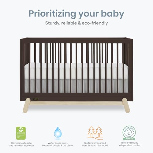 Image of Dream On Me Hygge 5-in-1 Convertible Full-Size Baby Crib in Chocolate Chip and Voak, GreenGuard Gold & JPMA, Converts to Toddler, Day & Full-Size Bed, Adjustable Mattress Heights, Modern Nursery