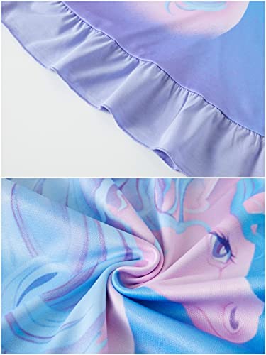 Girls Nightgowns 2-Pack Short Sleeves Toddler Kids Unicorn Cotton Summer Casual Dresses Size Medium,5-6 Years #TOP7