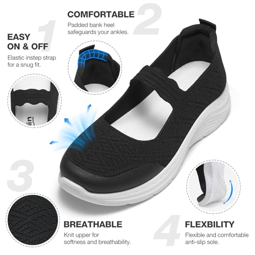 SMILIN Women's Mary Jane Flats, Comfortable Lightweight Walking Shoes, Mesh Breathable Non Slip Dressy Casual Flats for Women3