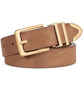 WHIPPY Women Suede Belt with Gold Buckle Fashion Ladies Casual Waist Belt for Jeans Pants