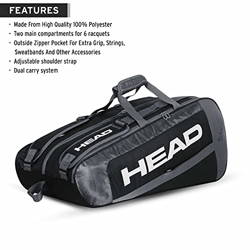 Raqueteira Head Core 6R Combi Preta e Cinza