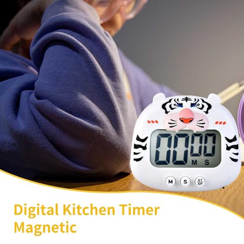 Kitchen Timer,Digital Kitchen Magnetic Cute Cartoon Animal Digital Cooking Timer with Large LCD Display ON Off Switches Magnetic Countdown Stopwatch Kid Timers - Image 3