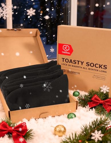 CLOSEMATE Winter Thermosocken Herren 2 Paar Wärmesocken Gefütterte Socken mit Vollplüsch Flauschige Kuschelsocken Atmungsaktive Stiefelsocken Größe 39-42 43-46 – Bild 5