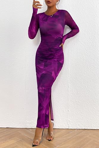 Image of PRETTYGARDEN Women's Floral Bodycon Maxi Fall Dress