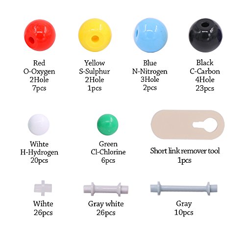 Swpeet 122 Pcs Organic Chemistry Molecular Model Student And Teacher Kit, Molecular Model Set For Inorganic & Organic Chemistry - 59 Atoms & 62 Links & 1 Short Link Remover Tool #TOP1