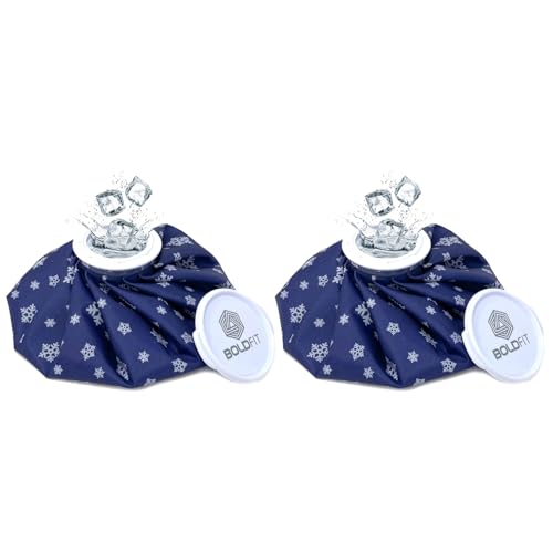 Image of Boldfit Hot Water Bag Ice bag for Pain Relief 9inch Cold Ice Pack Bag for Relief Cold Water Bag for Pain Relief, Injuries, and Cold Therapy Leak free Closure - Blue Snowflakes, 9 Inch, Pack of 2