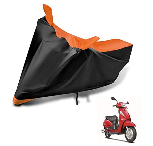 Image of Auto Hub Scooty Cover Compatible with Suzuki Access 125 with Mirror Pocket, Dustproof, Heat Resistant, Triple Stitched, Access 125 Scooty Cover- Black, Orange