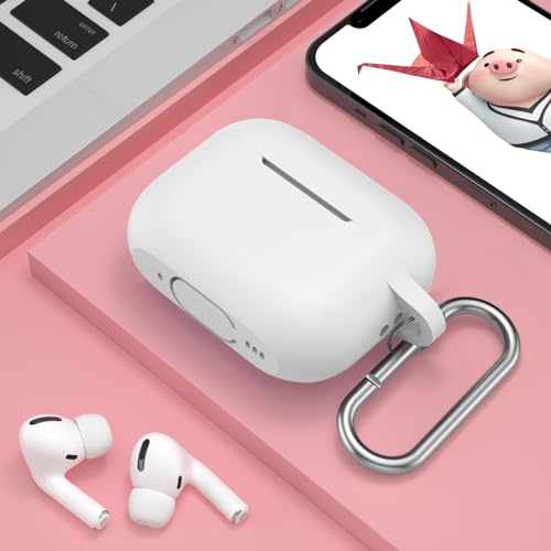 Image of for AirPods Pro 2nd 1st Generation Case Cover with Keychain, Protective Soft Silicone Skin Accessories for Apple AirPods Pro Charging Case 2022 /2019, Front LED Visible, White