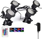 Luces De Estanque,Luz De Piscina,Cambian De Color,Luz SubacuáTica,IP68, Impermeables,36 Led Sumergibles Con Control...